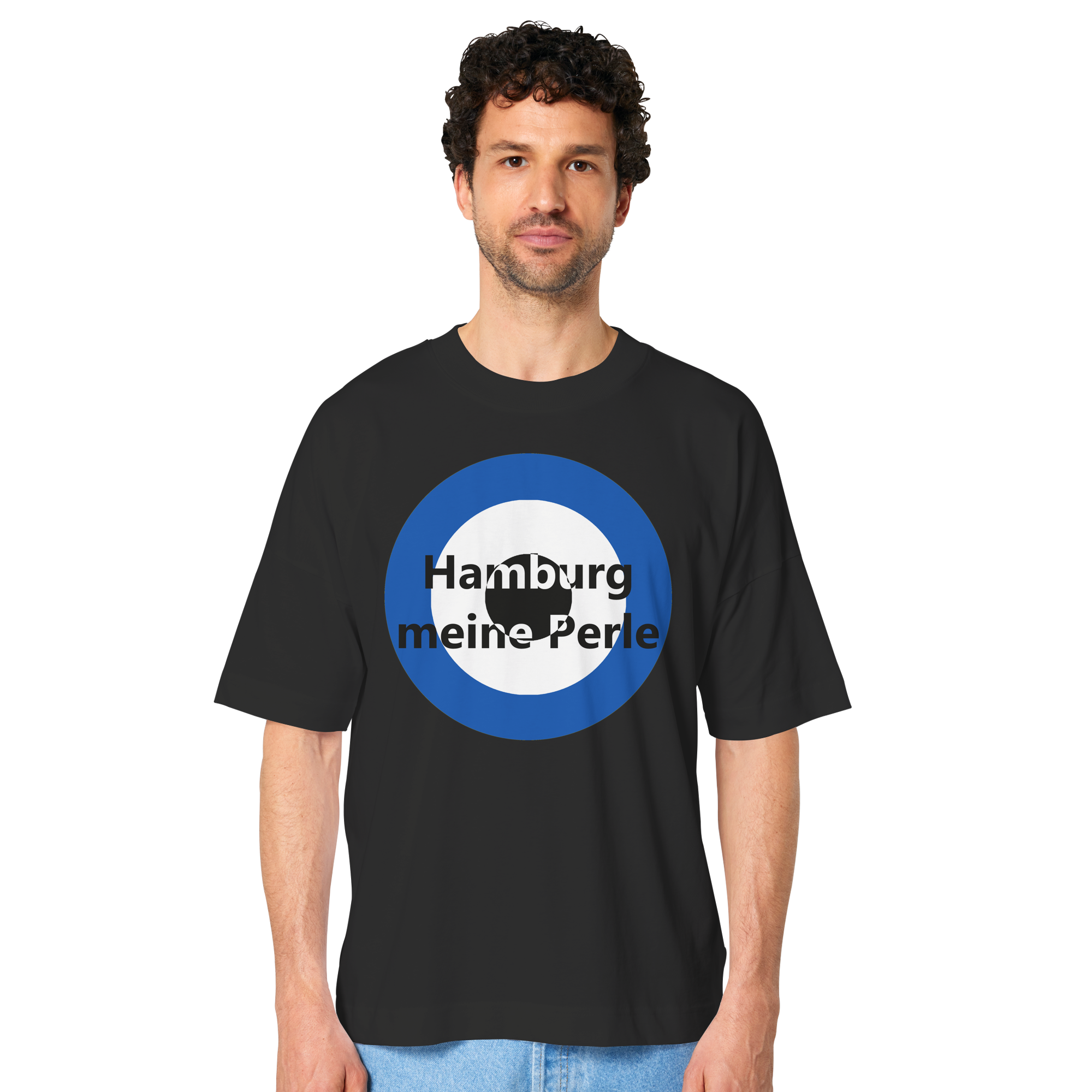 Hamburg Fan-T-Shirt Kokarde groß "Hamburg meine Perle" - Organic Oversize Shirt Hamburg Fan-T-Shirt Kokarde groß "Hamburg meine Perle" - Organic Oversize Shirt