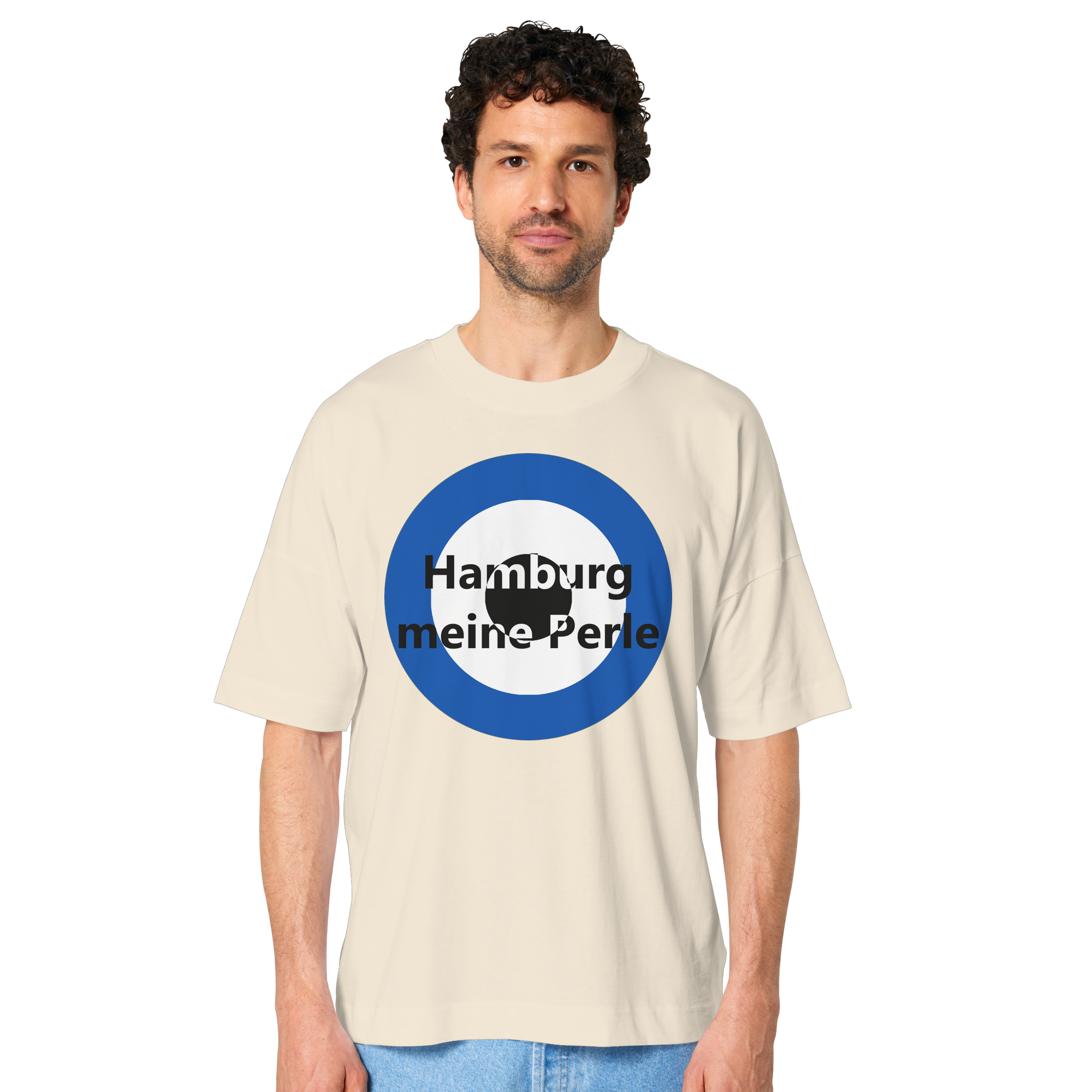Hamburg Fan-T-Shirt Kokarde groß "Hamburg meine Perle" - Organic Oversize Shirt Hamburg Fan-T-Shirt Kokarde groß "Hamburg meine Perle" - Organic Oversize Shirt