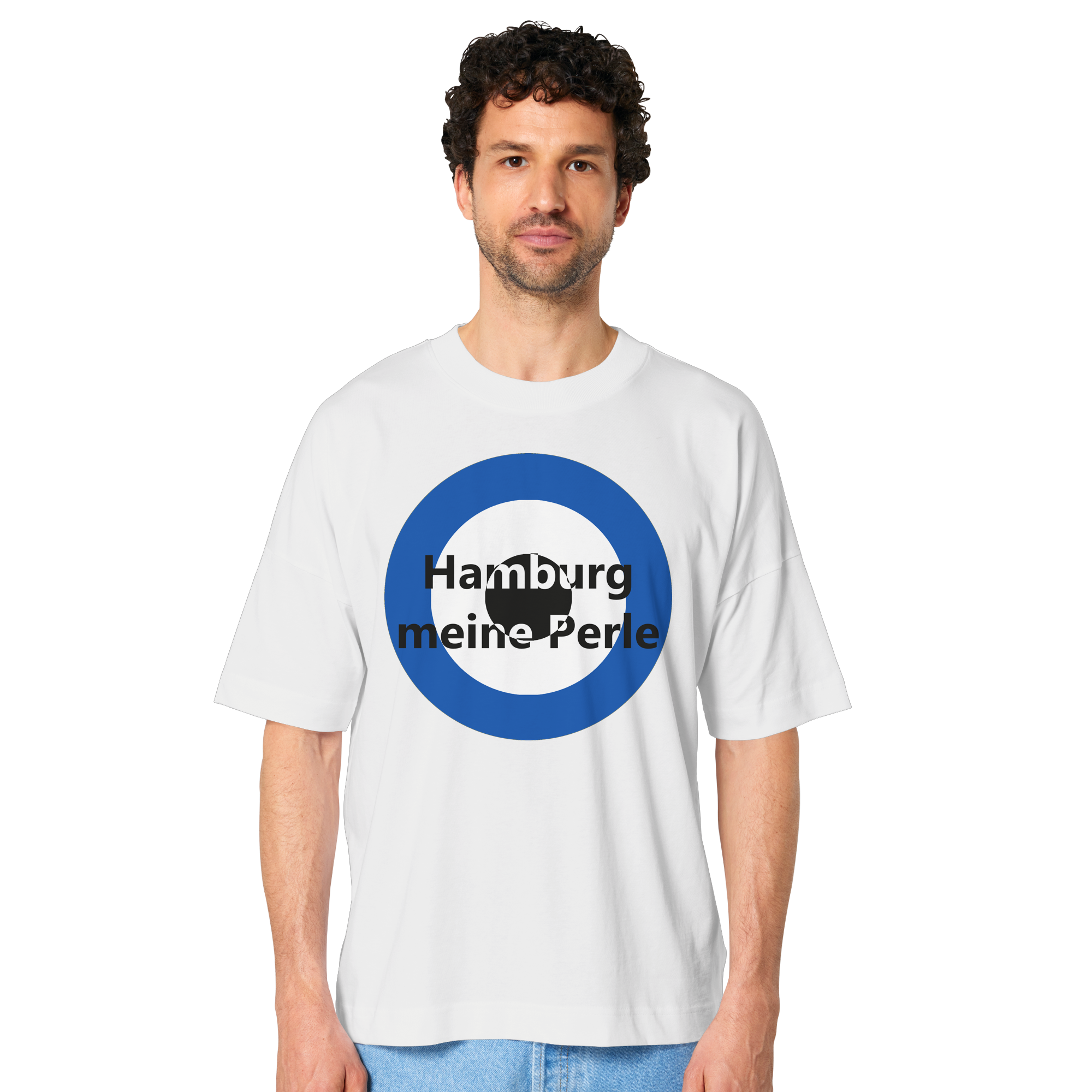 Hamburg Fan-T-Shirt Kokarde groß "Hamburg meine Perle" - Organic Oversize Shirt Hamburg Fan-T-Shirt Kokarde groß "Hamburg meine Perle" - Organic Oversize Shirt