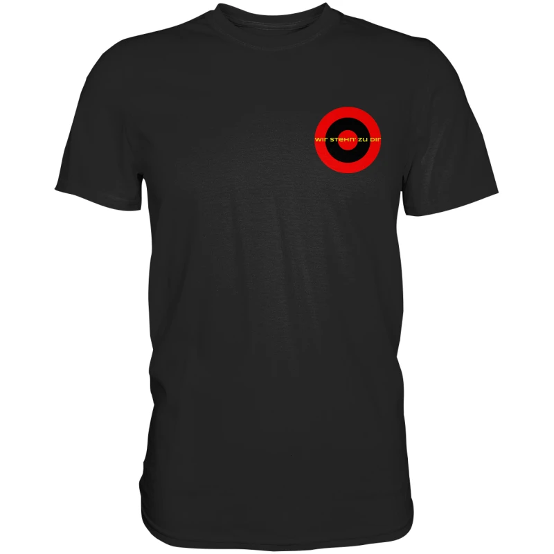 Leverkusen Fan-T-Shirt Kokarde klein "wir stehn ..." - Premium Shirt