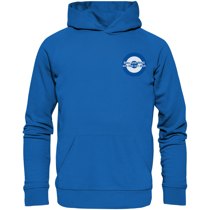 Schalke Fan Hoodie Kokarde klein Blau und Weiß - Premium Unisex Hoodie
